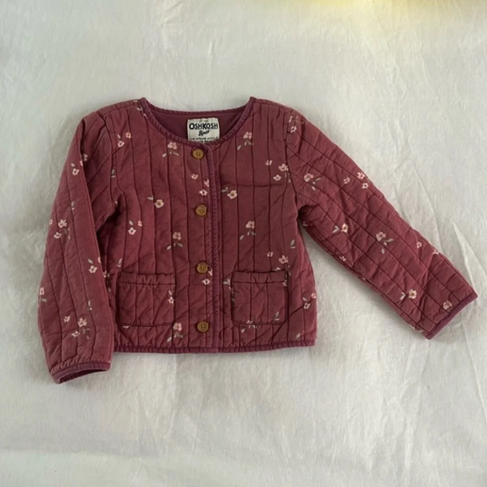 Pink/Purple Girls Jacket with Wood Buttons and flowers